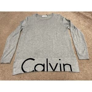 Calvin Klein Sweater womens Gray Black CALVIN logo Size‎ Xs long sleeve